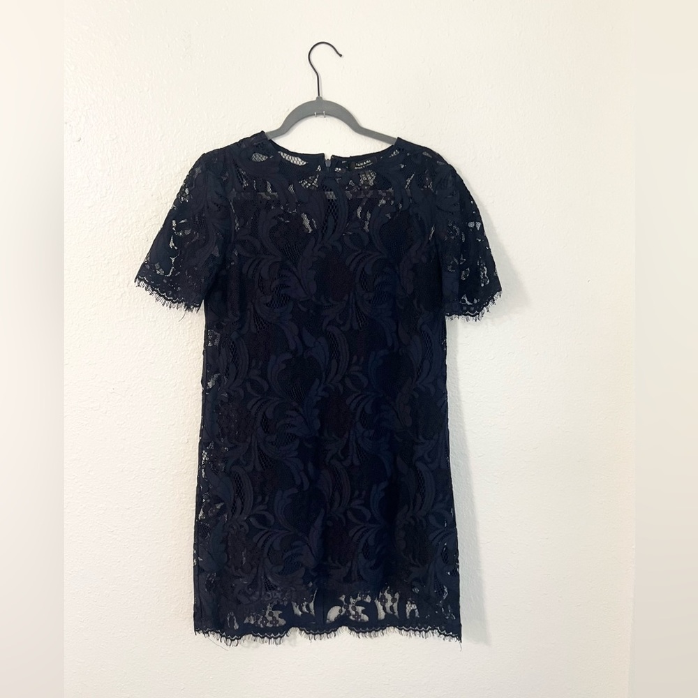 Nordstrom Tahari ASL Petite Lace Navy Dress - 8 Petite